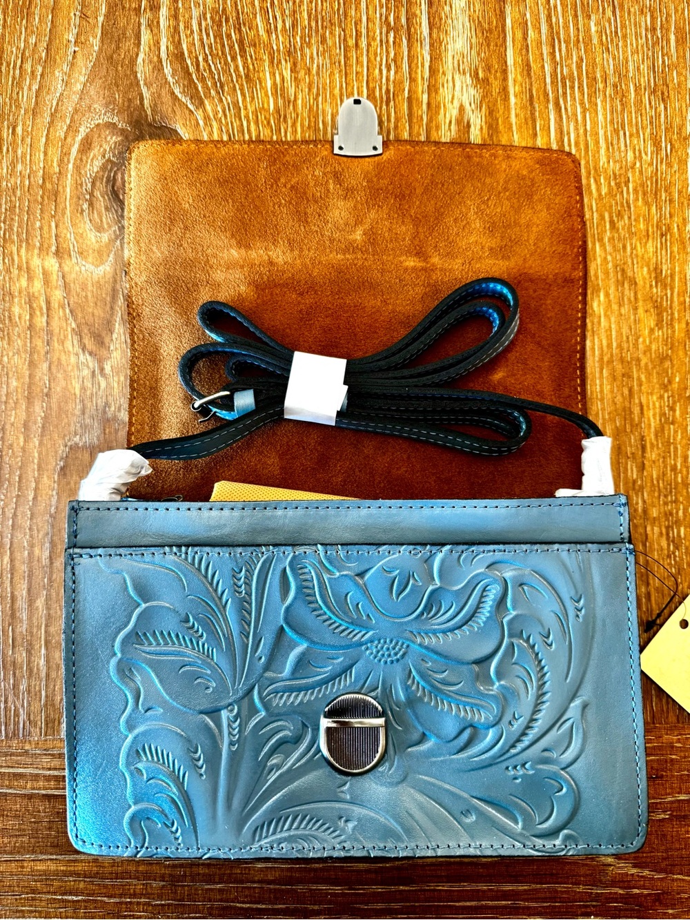 NWT Patricia Nash safflower blue Lanza crossbody bag - Picture 4 of 15